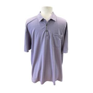 Travis Mathew Men’s 2XL Polo Shirt Purple Stripe Short Sleeve Pocket Golf Casual